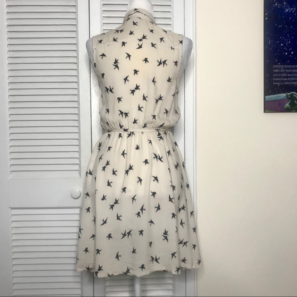 Beige Shirtdress w/ Black Bird Print by Divided - Picture 4 of 4